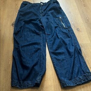 Pilcro Size 30 Casual Blue Cargo Pants MISSING hem drawstring